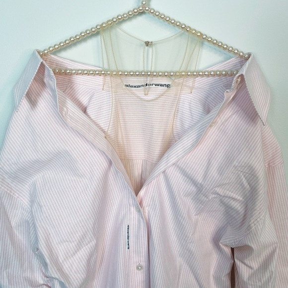 Alexander Wang Falling Off Shoulder illusion Stripe Dress - Picture 7 of 8